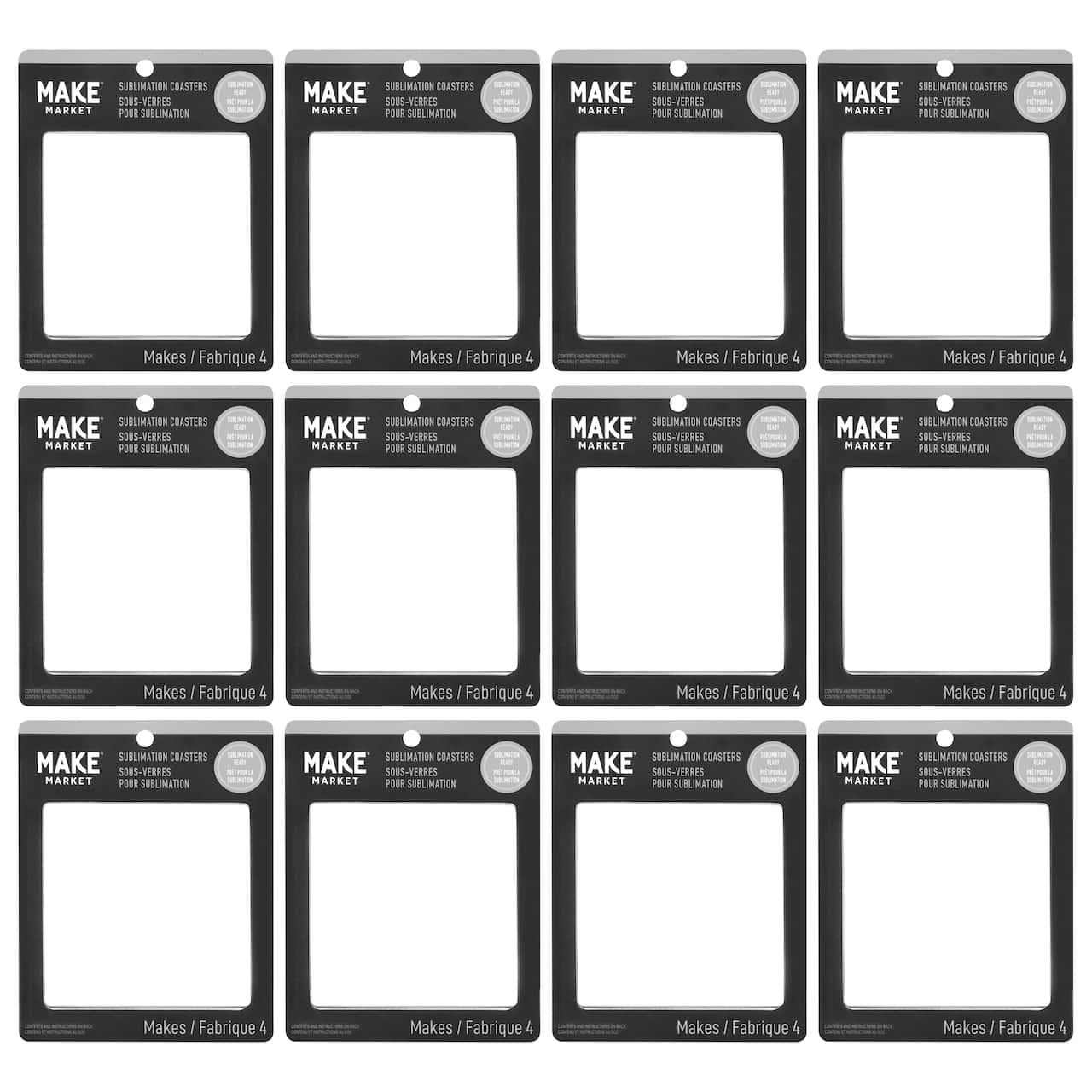 12 Packs: 4 ct. (48 total) 3.7" Square Sublimation Coasters by Make Market®